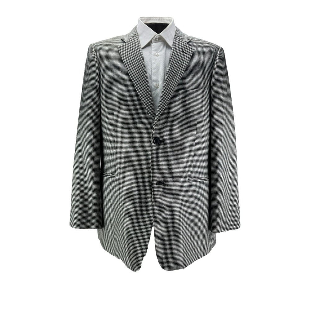 John W. Nordstrom Loro Piana Pure Cashmere Black & White Houndstooth Blazer 44R